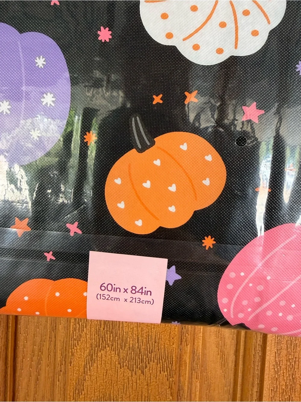 Cute Halloween Pumpkin Tablecloth Black Vinyl 60×84 rectangular Washable